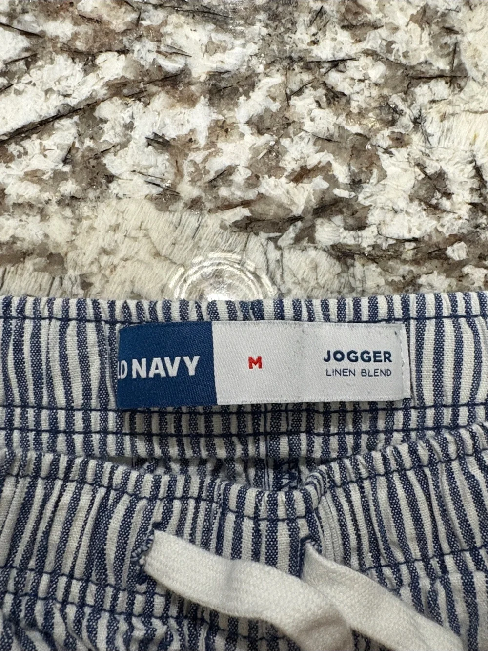 Old Navy Blue and White Striped Men's Swim Trunks